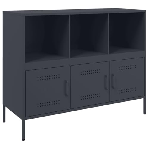 vidaXL Aparador Acero Gris Antracita 100,5x39x79 cm, Armario Auxiliar, Mueble de almacenaje de Cocina, Armario de Pasillo, aparador de Comedor