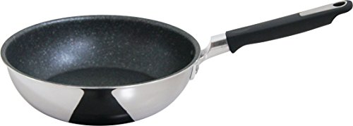 Urushiyama Metal Industry QTR-D24 - Sartén profunda (24 cm), compatible con inducción, tratamiento de teflón, fabricada en Japón, sartén profunda Quattro IH
