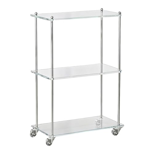 Carrito acrílico de 3 niveles con ruedas - Carro de servicio móvil transparente para el hogar, cocina, sala de estar, baño, oficina y eventos - Carrito de bebidas perfecto para apartamentos, patios