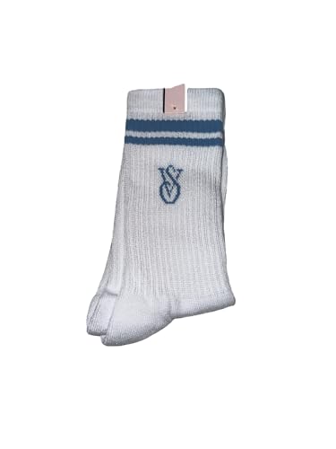 Victoria's Secret Crew Sock Color White/Blue One Size Fit All New2