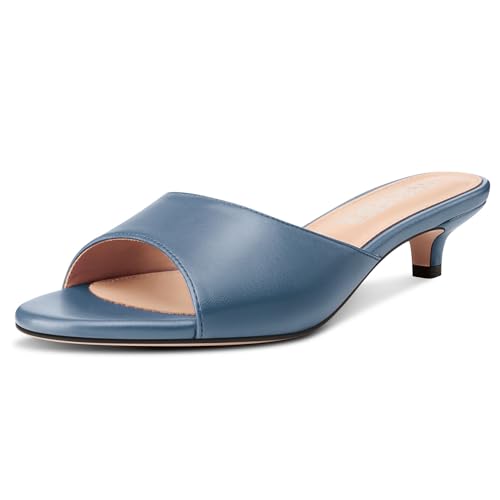 Image of TNYNFBEB Womens Low Kitten Heel Open Toe Sandals Mules Shoes Slingback Prom Party Dress Summer 1.4 Inches Heels