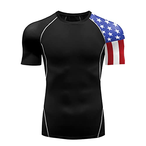 Men's Rash Guard Shirts Sun Protection UPF 50+ Short Sleeve BJJ Jiu Jitsu Workout Swim Compression Shirt2