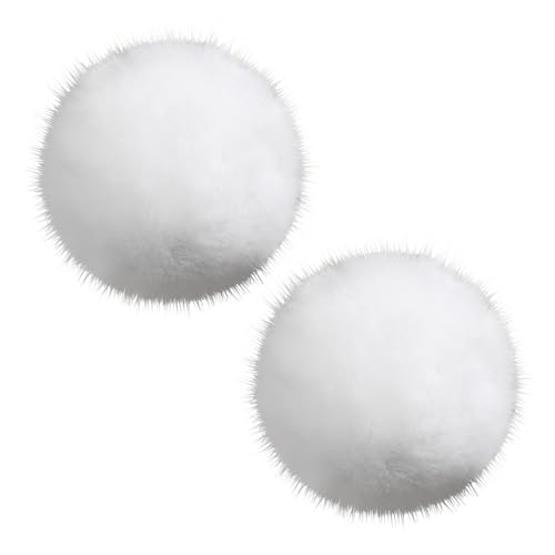 JiaDuo Big Women Costume Shoe Ball Clips 2PC Fluffy White Pom Poms Halloween Fairy Dress up Accessories 3.1 Inch for Tinkerbell