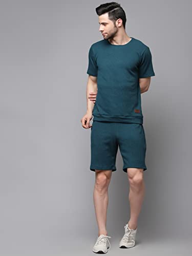 Image of Rigo Cotton Blend Waffle Knit Self Textured Co-Ord Set For Men's|Night Suit Set|Lounge-Wear Pajama Set|Night Wear, Beach Wear, Vacation Wear