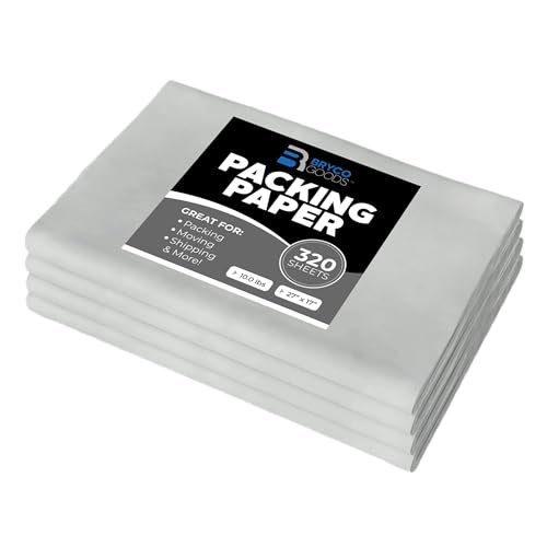 Bryco Goods Newsprint Packing Paper Sheets for Moving - 10lb - 320 Sheets of Newspaper Paper - Wrapping and Protecting Fragile Items, Box Filler, Ship