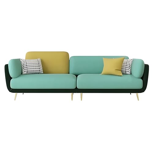 Image of Velvet Contemperory Sofa with Cushion Chaise Lounge Sectional Sofa Perfect for Living Room & Bedroom Guests Home & Office (Turquoise & Green, 4 Seater)