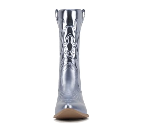 Image of Soda RENO ~ Women Western Cowboy Stitched Pointe Toe Low Heel Ankle Mid Shaft Fashion Boots