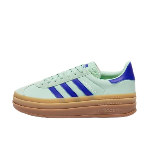 Image of adidas Originals Gazelle Bold Women's Sneakers, Clear Mint /Lucid Blue /Gold Metallic, Size 6