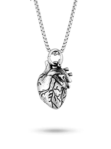 Sacina Stainless Steel Gothic Necklace for Women, Anatomical Heart, 22.8 inches for Halloween, Christmas, New Year