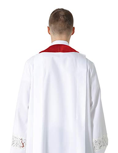 Étole réversible église 229 cm bicolore à broderie dorée pour prêtre