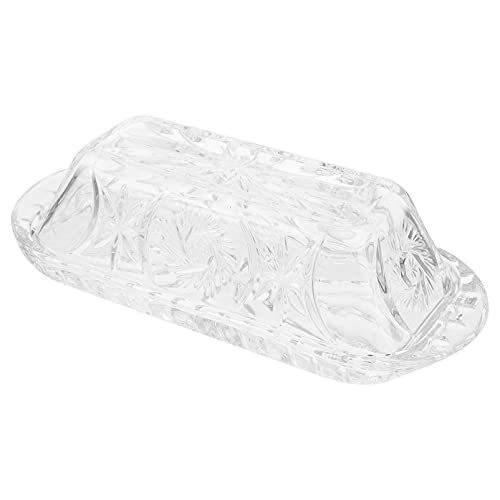 Housoutil 1pc Box Glass Butter Box Butter Storage Dish Storage Plate Restaurant Cheese Dish Bread Dessert Holder Glass Butter Dish Food Container Dessert Food Tray Butter Holder Glass Dish