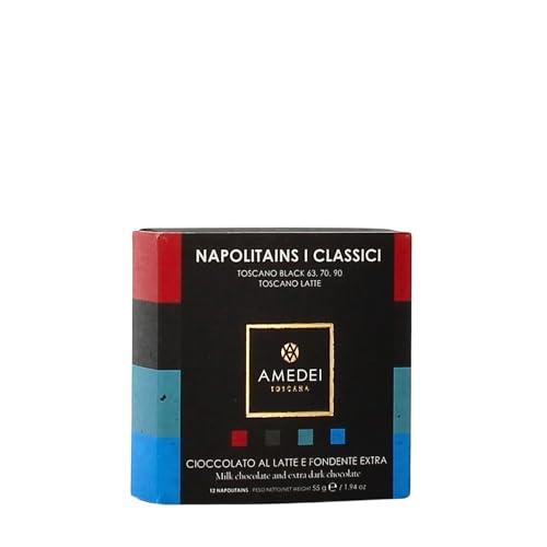 Amedei - Idea regalo - Selezione I Classici cofanetto con 12 napolitains assortiti - Toscano Black 90, 70 e 63, Toscano Latte - cioccolato al latte e fondente extra (90%, 70%, 63%