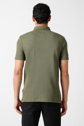 Image of Van Heusen Solid Polo T Shirt for Men | Premium Cotton | Waffle Knit Textured | Regular Fit | Elegant Style | Casual Wear