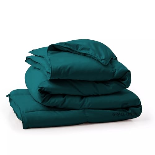 Image of 500 GSM Winter Blanket /Comforter King Size (92 inchX106 inch) - Unique Design Heavy Winter Quilted Comforter 500 GSM Microfiber Fill -Rajai King Size - Teal Color