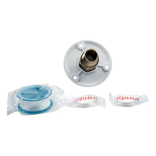 Image of RV City Water Inlet with Check Valve Replacement for 1 /2 inch NPT Male City Water Fill Flange City Water Hookup for Camper RV Water Fill Inlet Fit for Male Lead-Free Brass City Water Inlet(White)