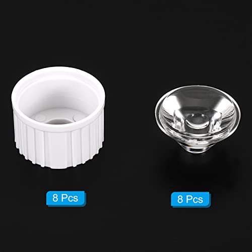 Image of PATIKIL 20mm LED Lens 60 Degree with Plastic Holder, 8 Set Acrylic Optical Lenses for 1W 3W High Power LED Light, White /Transparent