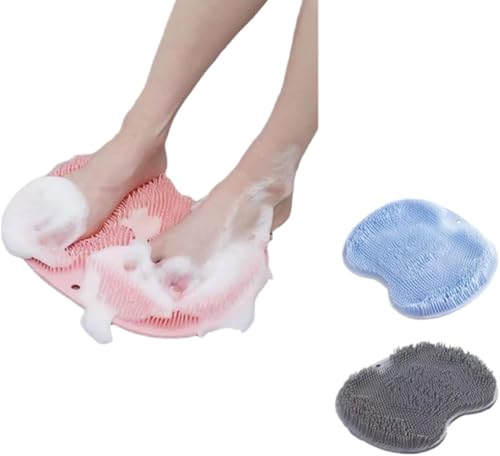 2個セット 足臭バスター フットブラシ やわらかい 足洗いマット 足裏ブラシ フットケア 足洗用 かかと 角質ケア 足裏ケア 3D 足用ブラシ 角質除去 足のニオイ 水虫予防 ニオイ予防 足裏マッサージ (ブルー+グレー)