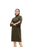 TOM TAILOR Damen Rippkleid mit Stehkragen 1034037, 30668 - Tarmac Khaki Melange, 44