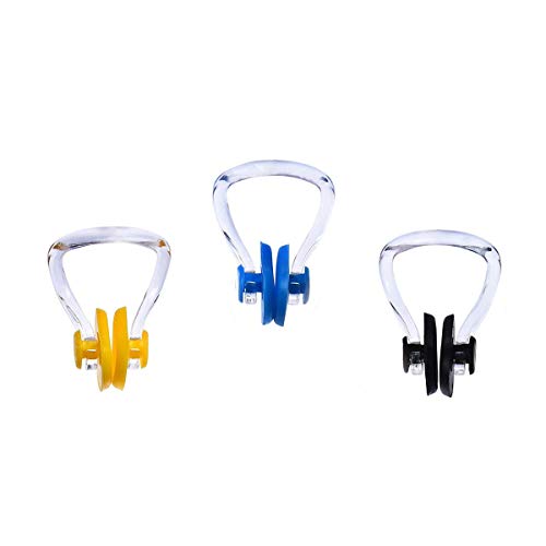 N-A - Pinza para la nariz de natación, silicona, impermeable, protección para surf, 3 unidades, color azul amarillo y negro