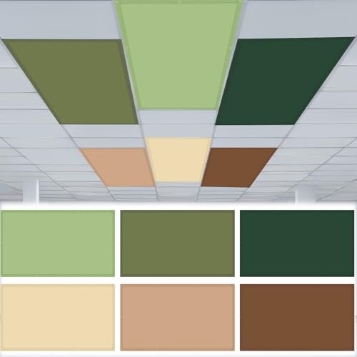 Image of VIHOSE 6 Pcs Fluorescent Light Covers for Ceiling Lights Classroom Magnetic Light Covers Classroom Filters Office School Drop Ceiling, 4 x 2 ft(Matcha)