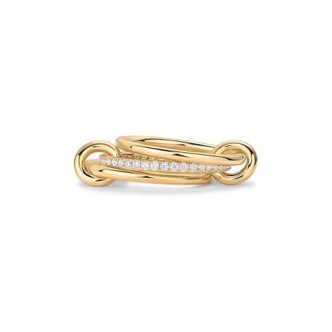 PAVOI 14K Gold Plated Chunky Stackable Statement Ring for Women | Cubic Zirconia Interlocking Band | Size 7 Cover