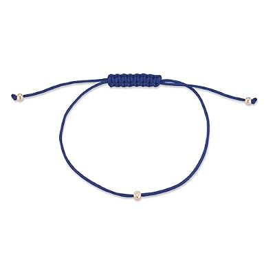 MATEO New York, 14kt Diamond Dot on Blue Nylon Bracelet