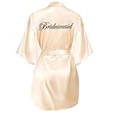 Yueshop Bridal Kimono Robe - Satin V-Neck Dressing Gown for Bridesmaids' Wedding Party Morning Pyjamas