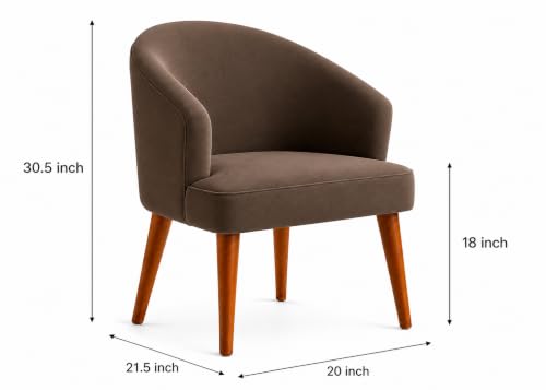 Image of WOODEN SPACE Velvetine Arm Chair for Living Room | Pure Sheesham Wood Legs & Premium Velvet Fabric | Vintage Accent Chair for Home & Office (Brown Pack of 6)