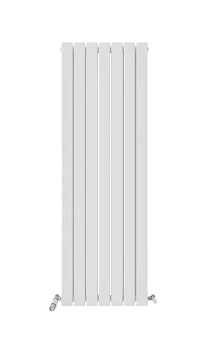 Vertical Double Slim Flat Panel Radiator Matt White 1600mm x 532mm + Angled Valve