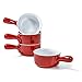 Suppenschalen mit Griffen, Müslischalen Keramik - 4 Stück, 400 ml, Suppentopf für Müsli / Pasta, Schüssel Salatschüssel Mikrowellen und Ofenfest - Rot