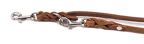 Hundeleine Fettleder kleine Hunde/große Hunde 2m / 2,40m / 2,80m / 3,50m / 5m Doppelleine verstellbar (2,40m X 8mm, Cognac)