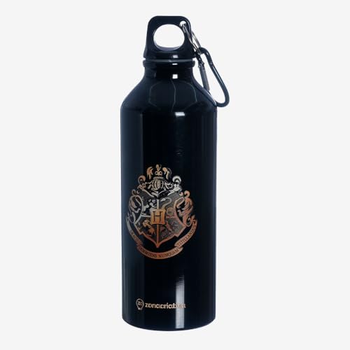 Zona Criativa - Garrafa com Mosquetão – Hogwarts – 500ml | Alumínio Leve, Portátil e Resistente, Preserva a Temperatura da Bebida – Para Escola, Trabalho e Dia a Dia