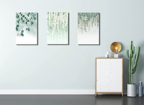 Okexckk Botanical Plant Canvas Wall Art, Boho Plant For Bathroom Wall Decor, Minimalist Floral Prints For Living Room, Green Leaf Painting Picture For Bedroom 12"X16" #TOP4