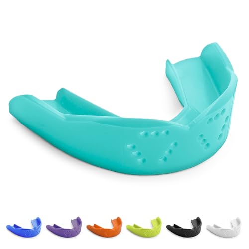 SISU 3D Mouthguard Awesome Aqua - Pre-Formed Easy Fit Protection for Lacrosse Football Hockey Team Sports - Adult Fit - Remoldable Up to 20 Times - Works for Braces - Non Toxic