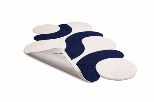 Image of Irregualr Shape Hand Tufted Carpet Pure Soft Wool Non Slip & Durable Easy to Clean Floor Area Rug Modern Design Carpet for Living Room 5X8 Feet (150x240 cm)