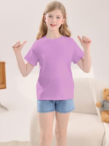 Image of Girls Summer Short Sleeve T Shirts Kids Basic Tees Crewneck Tops 5-14 Years