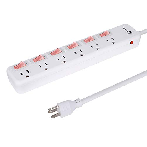 Power Strip Surge Protector with Individual Switches, 6 ft Long Extension Cord,ETL Certification