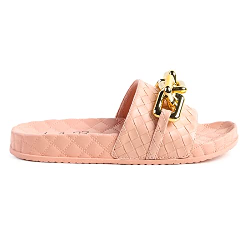 Image of London Rag Bling Chain Strap Woven Slip On Flats