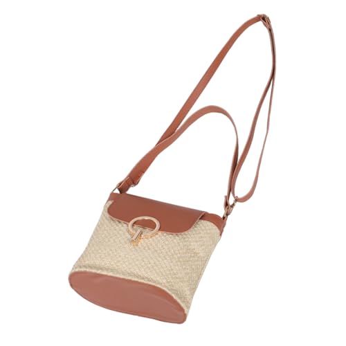 GALPADA Bolso Bandolera para Mujer Boho de Trenzada Bolso Cubo para Playa y Casual Diseño Cruzado con Detalles Tejidos Color Marrón para Verano