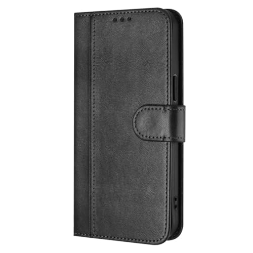JNERBUYI Funda de PU Cuero para TCL K70 XE/T524J, Carcasa Cartera Flip con Ranuras Tarjetas & Cierre Magnético, Retro Antigolpes Protectora. Negro