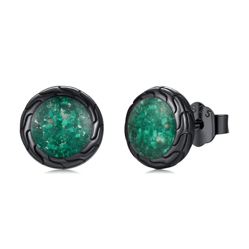 Black Stud Earrings 925 Sterling Silver Black Round Earrings Hypoallergenic Punk Gothic Jewelry Gifts Birthdays Christmas for Women Men