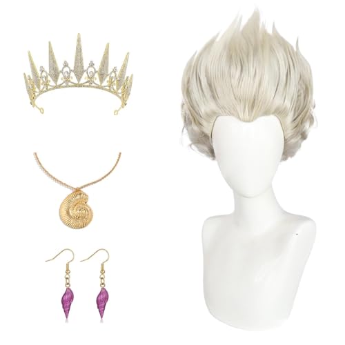 ZNTU Ursula Wig and Necklace Crown Earrings White Sea Witch