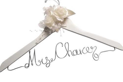 Personalized Bride Hanger for Wedding Dress with Flowers White or Ivory