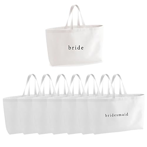 Cuteseason White Canvas Tote Bags,Embroidered Canvas Tote Bag, Bachelorette Party