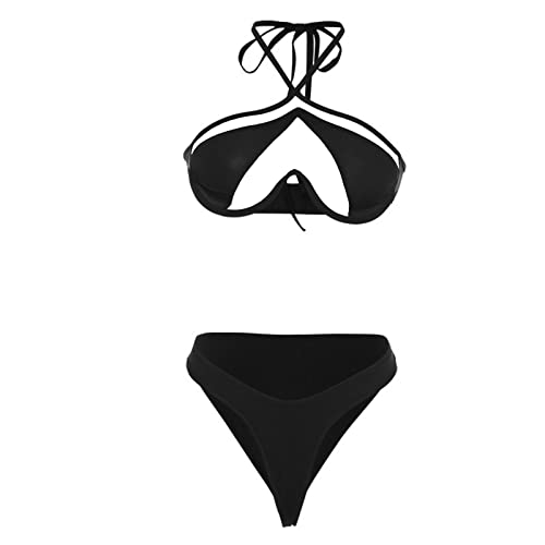 Genérico Bikini Reductor Pecho Mujer Bikinis Sin Tirantes Interior de Malla Bragas y Conjuntos de Sujetador Conjunto lencería Sexy para Mujer Bikinis 2026 Reductor (Black, L)