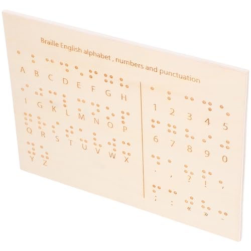 OHPHCALL 点字 アルファベット ボード、 木 点字 指板 彫刻 点 点字 アルファベット 文字 チャート 数字 ボード モンテッソーリ ツール すべての 年齢向け