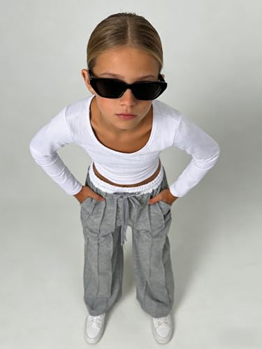 Tween Girl Clothes 2 Piece Ribbed Ruched Top and Wide Leg Pants Set Size 7-14 Years - Image 6