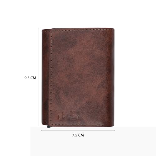 Image of The Wallet Store Maverick RFID Protected Vegan Leather Wallet Cardholder | Pop-up Cardholder | Scan Proof Wallets for Men | Aluminium Case | Up to 8 Cards | Credit & Debit Cardholder (Brown)