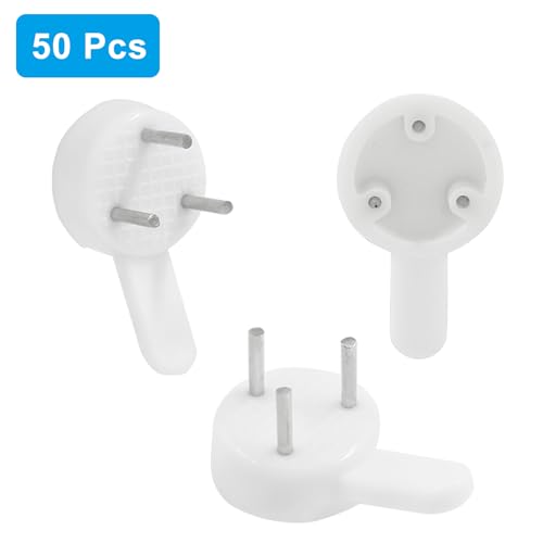 Image of Hordion 50 PCS Plastic Picture Hangers 25*15mm Photo Frame Hanging Hooks | Traceless Wall Hooks, Invisible Nail Hardwall Hanger for Hanging Picture, Photo, Frame