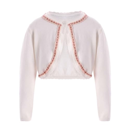 JEYPINMI Toddler Girls Knitted Bolero Cardigan Button Closure Cropped Sweaters Tops Party Dress Cover Up